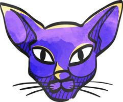 Katze Symbol im Farbe Zeichnung. Tier Halloween Symbol dunkel schwarz Kätzchen Angst vektor