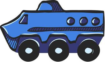 gepanzert Fahrzeug Symbol im Hand gezeichnet Farbe Vektor Illustration