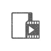 Video Datei Format Symbol im Grunge Textur Vektor Illustration