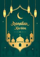 islamisch Ramadan Feier, schön Vorlage Poster Design mit Moschee, und Laternen. Ramadan Hintergrund Illustration, Startseite Vektor