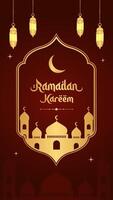 ramadan design mall affischer, kreativ ramadan konstverk för social media, ramadan kareem, röd guld bakgrund vektor