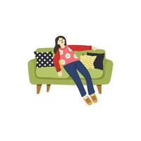 Illustration von Menschen versucht und entspannend auf Couch vektor