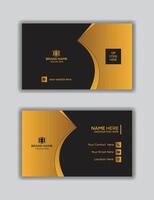 Geschäft Karte Design Vorlage, sauber Fachmann Geschäft Karte Vorlage, doppelt seitig schwarz und golden Farbe Geschäft Karte Vorlagen. vektor