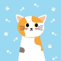 süß Illustration von Karikatur Katze mit süß Handschrift. süß Tier Tapeten, Hintergründe und Karten vektor