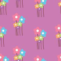 sömlös mönster med söt tecknad serie färgrik blommor för tyg skriva ut, textil, gåva omslag papper. barns färgrik vektor, platt stil vektor