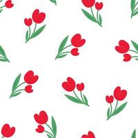 sömlös mönster med tecknad serie blommor i röd för tyg grafik, textilier, gåva omslag papper. barns färgrik vektor, platt stil vektor