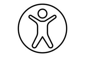 Barrierefreiheit Symbol. Symbol von ein Person Innerhalb ein Kreis. Symbol verbunden zu Behinderung. Linie Symbol Stil. Element Illustration vektor