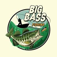 Big Bass Fishing T-Shirt-Design vektor