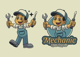 Karikatur von Mechaniker Junge Maskottchen vektor