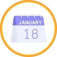 18: e av januari platt cirkel uni ikon vektor