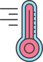 termometer linje fylld ljus ikon vektor