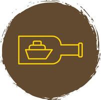 fartyg i en flaska linje cirkel gul ikon vektor