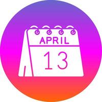 13: e av april glyf lutning cirkel ikon vektor