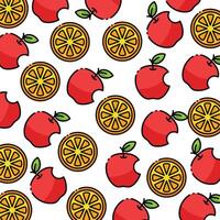 Apfel und Orange Muster Design oder Hintergrund vektor