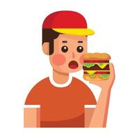 Menschen Essen Burger Symbol Illustration. Vektor Design