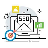 SEO Email Illustration Design. Konzept von Email Marketing Design vektor