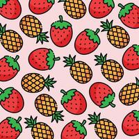 Erdbeere und Ananas Muster Design oder Hintergrund vektor