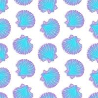 bunt Blau violett Muster von Muscheln auf nahtlos Weiß Hintergrund. vektor