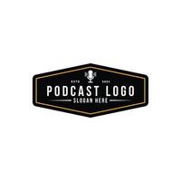 podcast logotyp design årgång retro stämpel vektor