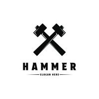 Hammer gekreuzt Logo Design Konzept Idee vektor