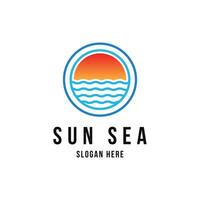 Sonne Meer Welle Logo Design Konzept Idee vektor