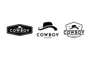 Cowboy Hut Logo Design Jahrgang retro Stil einstellen Sammlung vektor