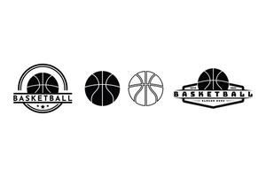 basketboll logotyp design begrepp årgång retro märka, basketboll logotyp design uppsättning samling vektor