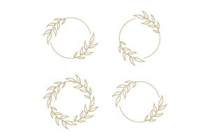 Blatt Logo Blume Hochzeit Gold Ornament Rahmen Kreis vektor