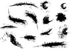 en uppsättning av svart bläck stänker på en vit bakgrund, uppsättning av svart bläck borsta stroke vektor illustration, en uppsättning av svart bläck cirklar borsta stroke bunt på en vit bakgrund,