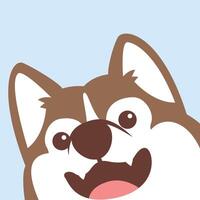 rolig brun sibirisk hes hund ansikte, vektor illustration