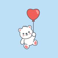 süß Polar- Bär halten Herz Ballon, Vektor Illustration