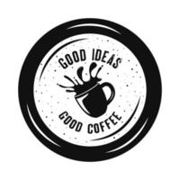 kaffedryck bokstäver i sigill med kopp vektor