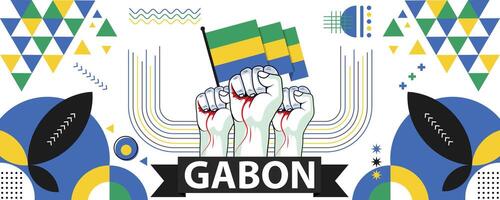 gabon nationell eller oberoende dag baner design för Land firande. flagga av gabon modern retro design abstrakt geometrisk ikoner. vektor illustration