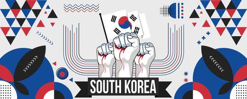 Süd Korea National oder Unabhängigkeit Tag Banner Design zum Land Feier. Flagge von Süd Korea modern retro Design abstrakt geometrisch Symbole. Vektor Illustration