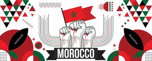 marocko nationell eller oberoende dag baner design för Land firande. flagga av marocko modern retro design abstrakt geometrisk ikoner. vektor illustration