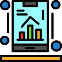 Handy, Mobiltelefon App Analytik Linie gefüllt Symbol vektor