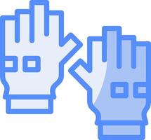 Militär- Handschuhe Linie gefüllt Blau Symbol vektor