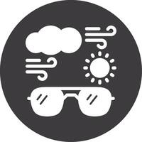 Sonne mit Sonnenbrille Glyphe Kreis Symbol vektor