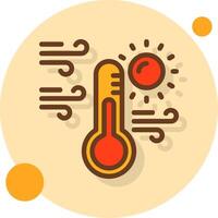 Sol med termometer fylld skugga cirkel ikon vektor