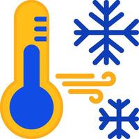 snöflinga med termometer platt två Färg ikon vektor