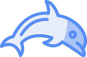 Delfin Linie gefüllt Blau Symbol vektor