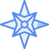 nautisk stjärna linje fylld blå ikon vektor