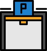 Parkplatz Garage Linie gefüllt Symbol vektor