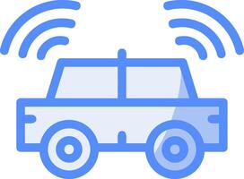 autonom Fahrzeug Linie gefüllt Blau Symbol vektor