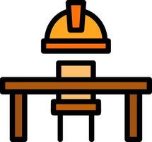 Schreibtisch Stuhl Linie gefüllt Symbol vektor