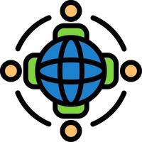 Globus mit Menschen symbolisieren global Chancen Linie gefüllt Symbol vektor
