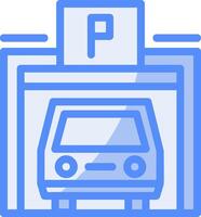 Fußgänger Parkplatz Garage Linie gefüllt Blau Symbol vektor