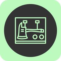 Feuer Axt Halterung linear runden Symbol vektor