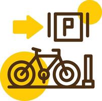 parkerad cyklar gul lieanr cirkel ikon vektor