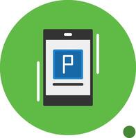 parkering app linje platt skugga iconflat skugga ikon vektor